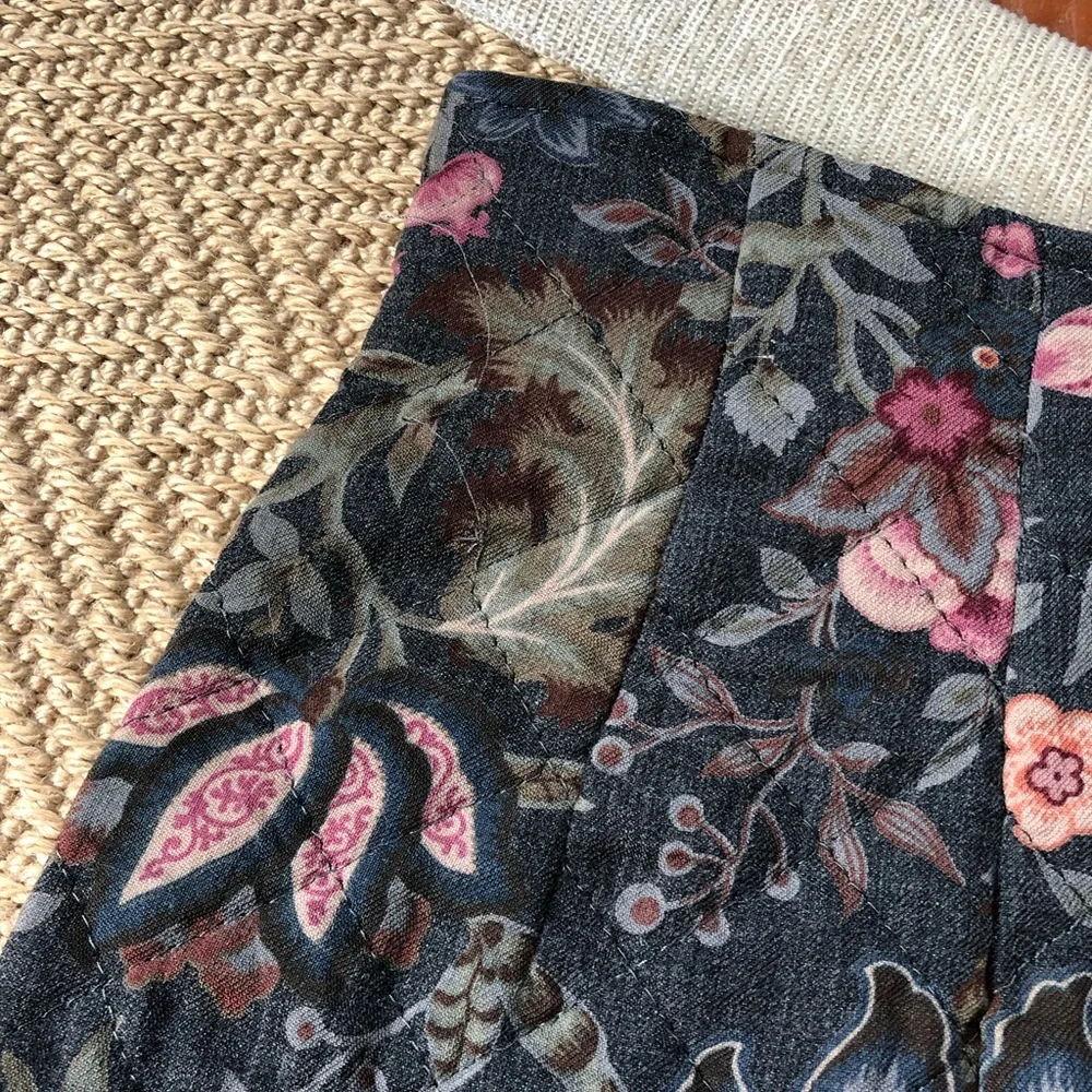 Essenze Designer Italy 42 XS floral quilted pencil straight skirt cottagecore - Picture 6 of 10